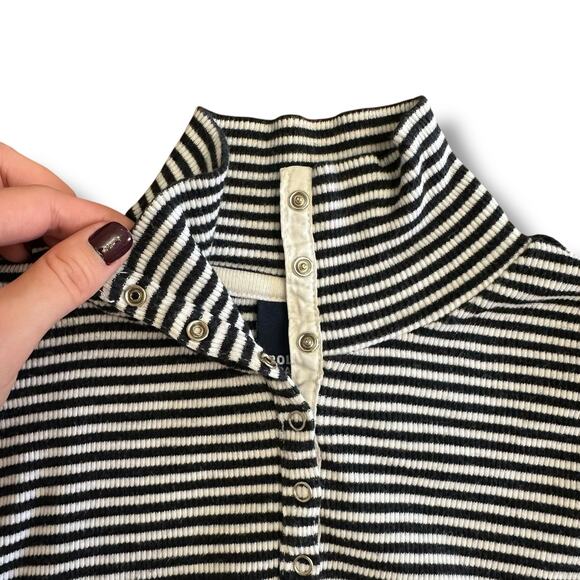 Ralph Lauren‎ Polo Jeans Co M Striped Mock Neck Snap Henley Long Sleeve Top - Picture 7 of 8
